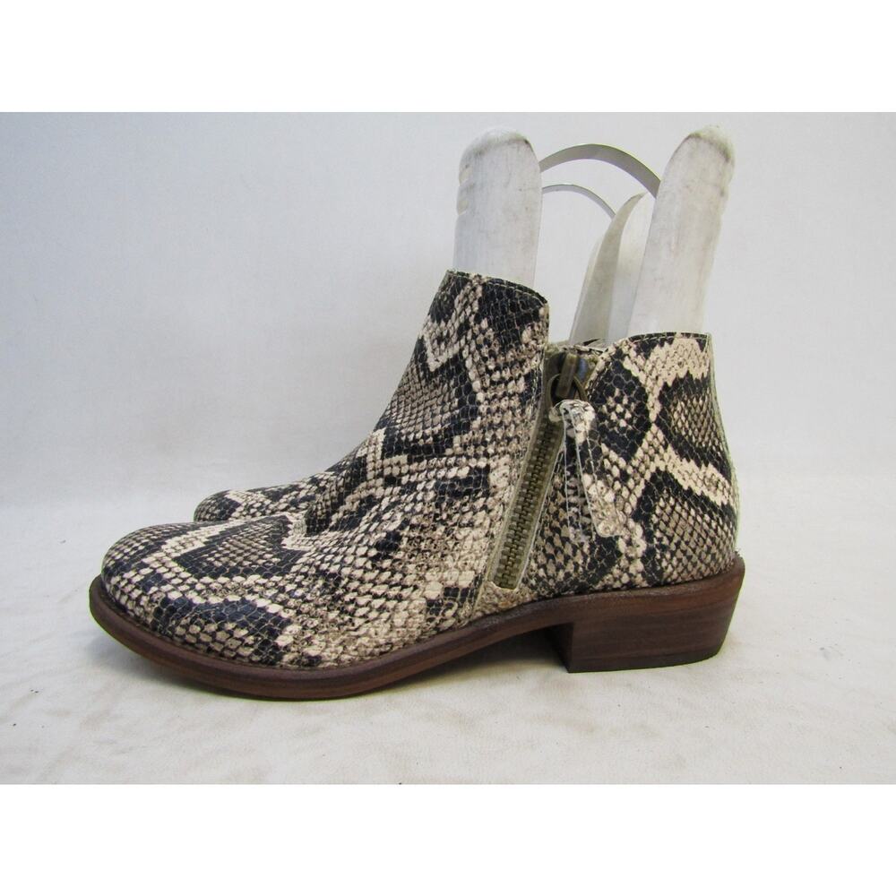 GIANNI BINI Womens Size 8 M Brown Leather Snake Print Zip Ankle Boots Bootie